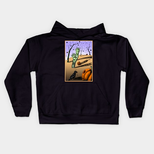 Walking raven Kids Hoodie by HanDraw